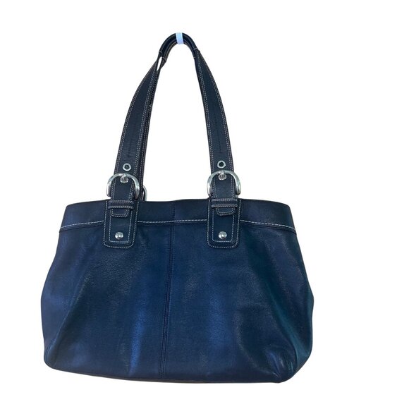 Coach Womens Tote Bag Black Adjustable Straps Leather Hardware 3 Compartments - Picture 3 of 16